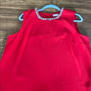 Calvin Klein red tank top blouse with rhinestones